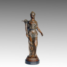 Femme Art Figure Bronze Jardin Sculpture Fleur Lady En Laiton Statue TPE-549/550